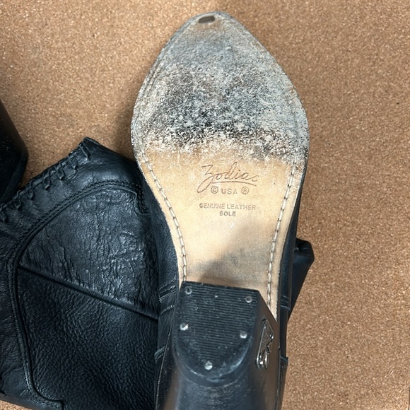 Zodiac western boots with metal accents size 6.5 pointy toe leather sole - Picture 12 of 16